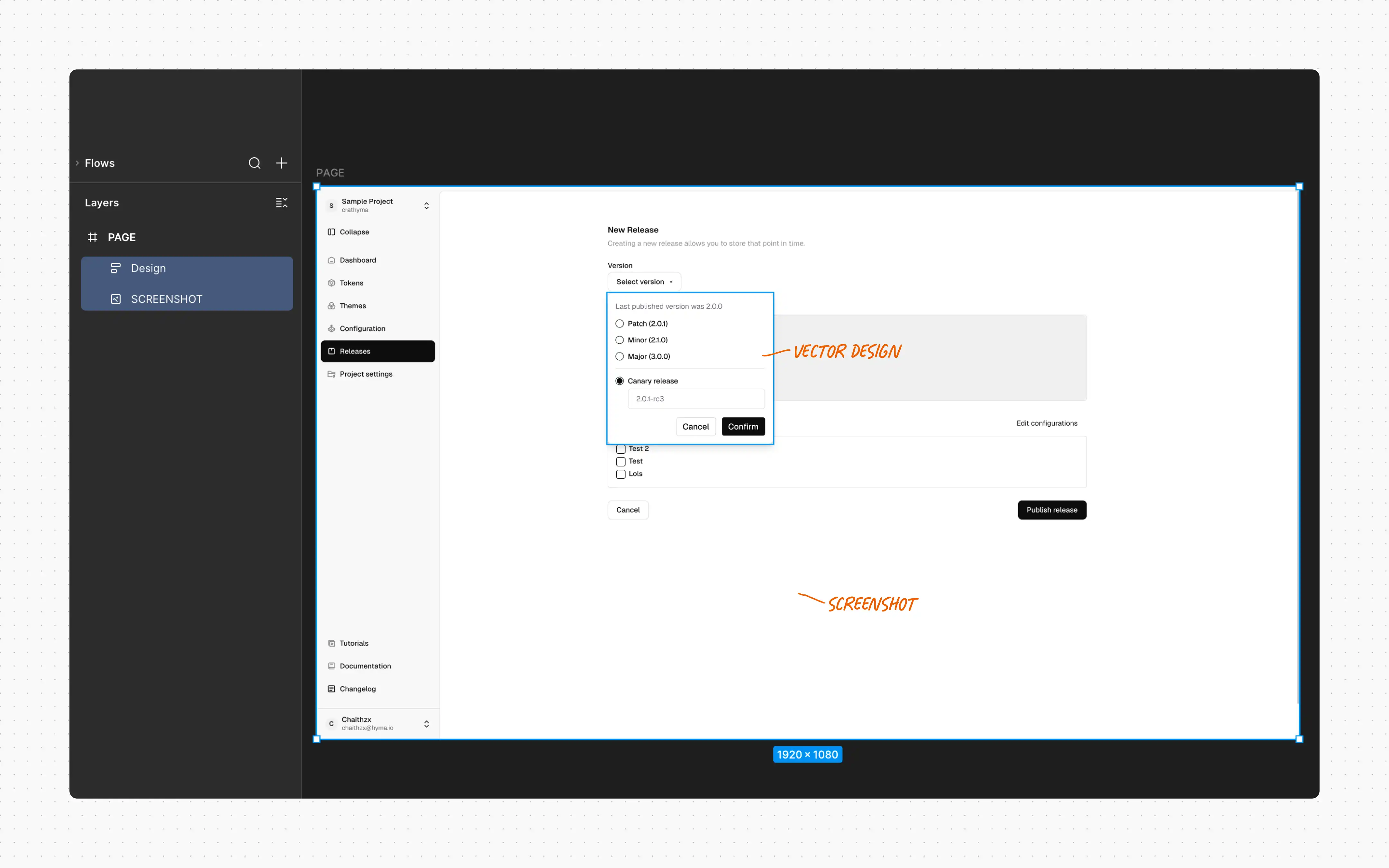 Design over screenshot workflow