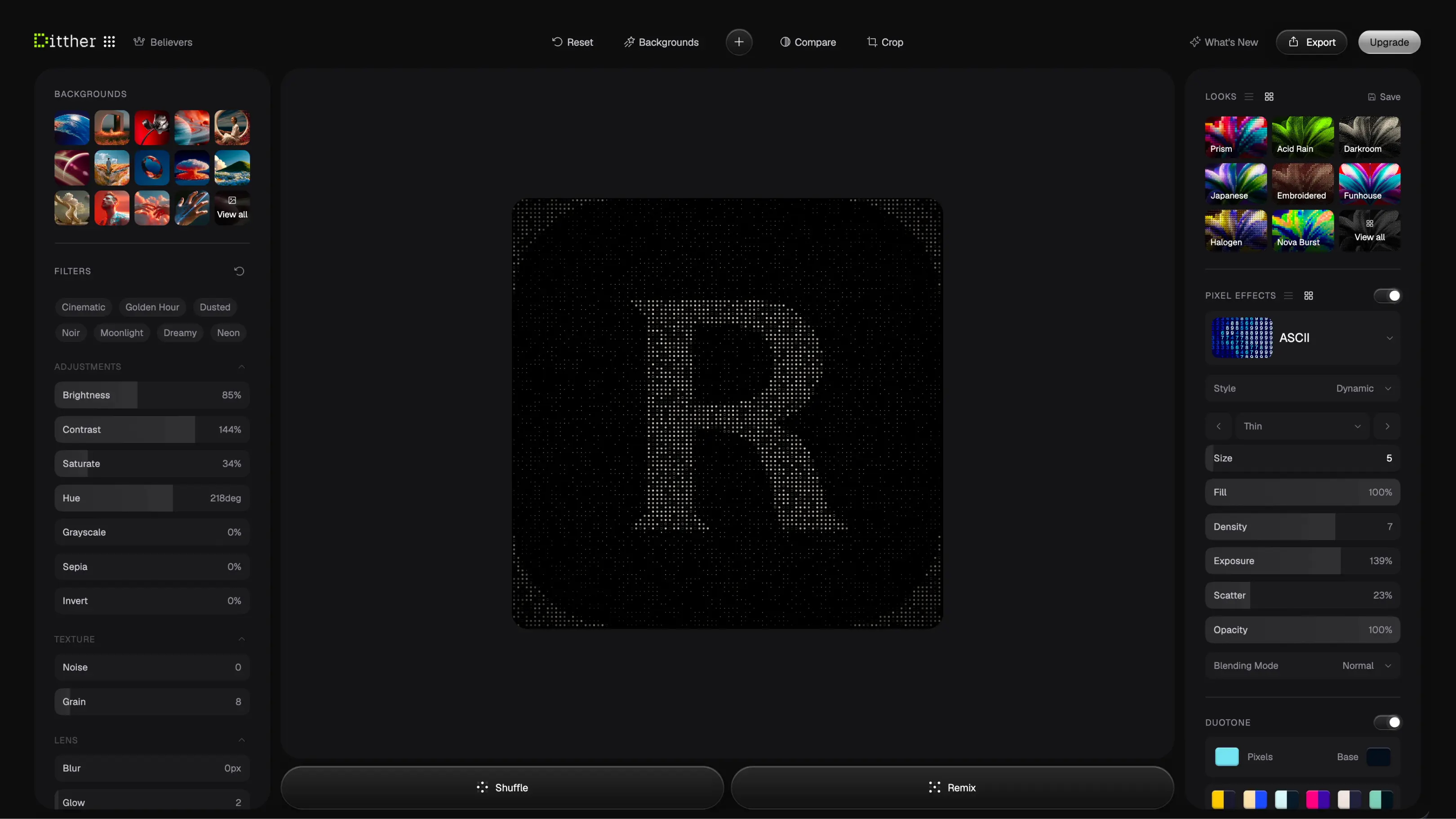 Dither app interface